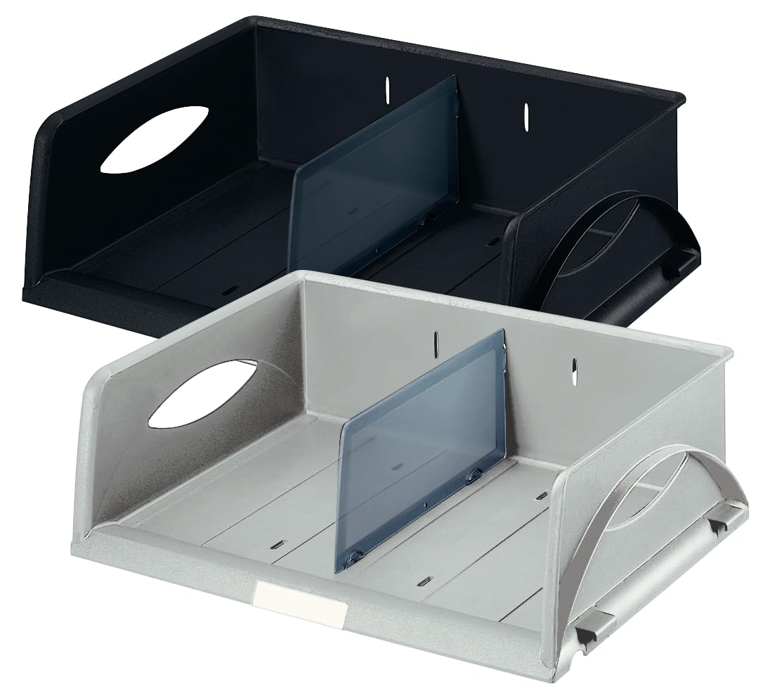 Leitz Ablagekorb Querformat A4 Maxi, 4er Pack, Ideales Sortier- und Ablagesystem für Poststellen und Kopierräume, Grau, Sorty, 52300085