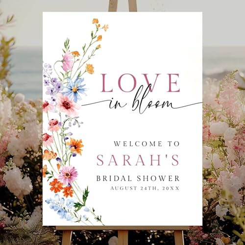 Personalized Love in Bloom Bridal Shower Welcome Sign, Wildflower and