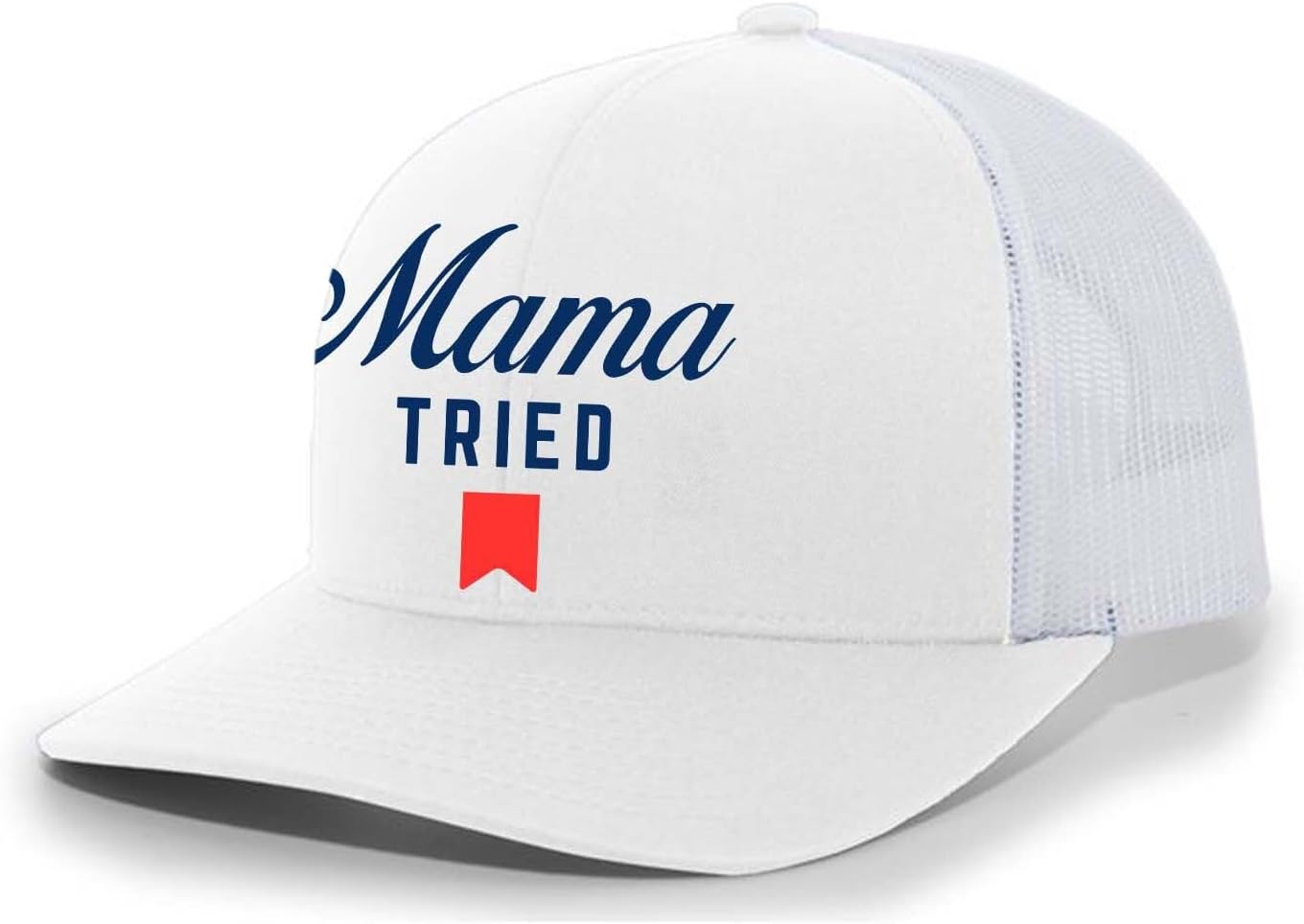 Trenz Shirt Compant Mama Tried Beer Logo Parody Mens Mesh Back Embroidered Trucker Hat