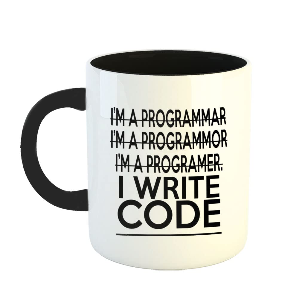 YaaNaa - Printed Coffee Mug, Coding Theme - I Write Code, Gifts for Programmers, Gifts for Coders, Gifts for Colleagues|Coffee Lovers, Gifts for Friend, Gifts for Software Engineers, R2109-BK