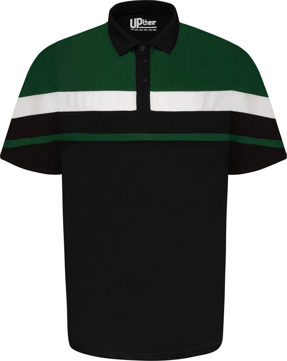 Uptheir Mens Dagg Jersey Colour Block Polo Shirt - Green - 5XL