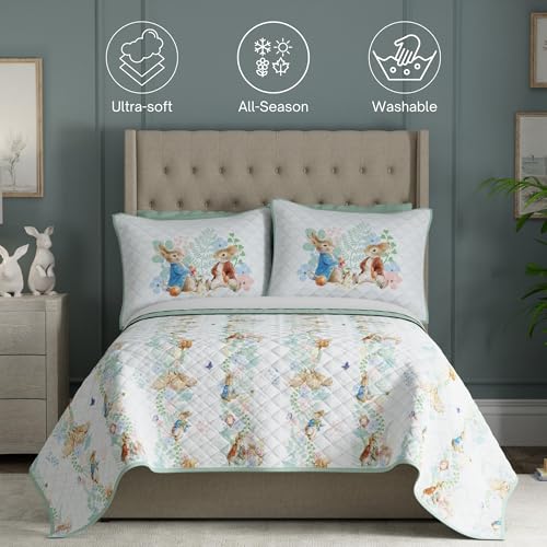 Peter Rabbit Bedding Full/Queen Quilt & Sham Set – Spring Bedding, Ultra Soft Lightweight Reversible Quilt for All-Season Comfort, (100% Officially Licensed Product) by Franco Collectibles by Franco - Image 3