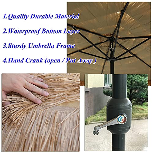 Parasol 8.8ft / 2.7M Opvouwbare tuinparasols Buiten Groot strandterras Parasols in Hawaiiaanse stijl Zonnescherm… - Afbeelding 6