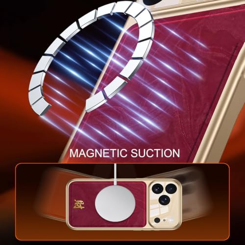 Coque métallisée iPhone 17 Pro Max cuir rouge étui antichoc