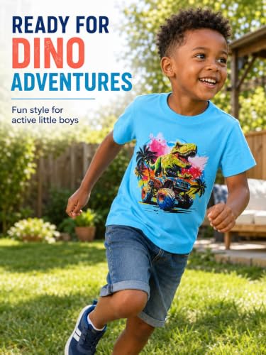 Funnycokid Toddler Boys Shirts Kids Tshirt Truck Dinosaur Tees 4T 5T - image 4