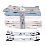 FGY Bed Sheet Organizer Bands Elastic Linen Label Bands for Linen Closet and Sheet Organize (King X 4, Queen X 4)