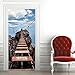 A.Monamour Sticker Porte Autocollant Poster De Porte 3D Pont Suspendu sur La Montagne Falaise Nature Paysage Vinyle Affiche De Porte Sticker Mural Papier Peint Art Décor 90 x 200 cm