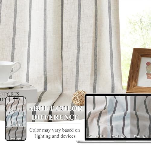 Bapawfish 63 Inch Stripe Light Filtering Window Curtains for Living Room - image 7