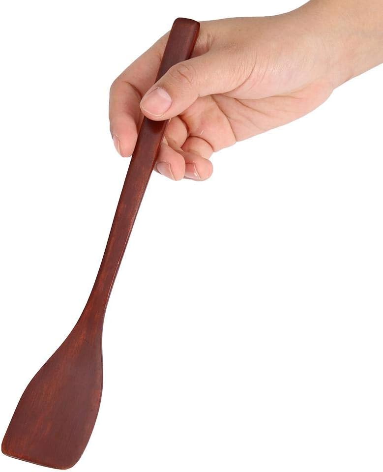 Wooden Spatula No-Stick Fried Shovel Cooking Home Kitchen Utensils Shovel for Cooking Baking Frying Making Cakes and Rice (Red) - Image 3