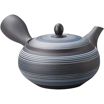 Japanese Kyusu Tokoname Handmade Clay Teapot 8.9 Hakuyou Blue Line Pattern L638 Single Pack