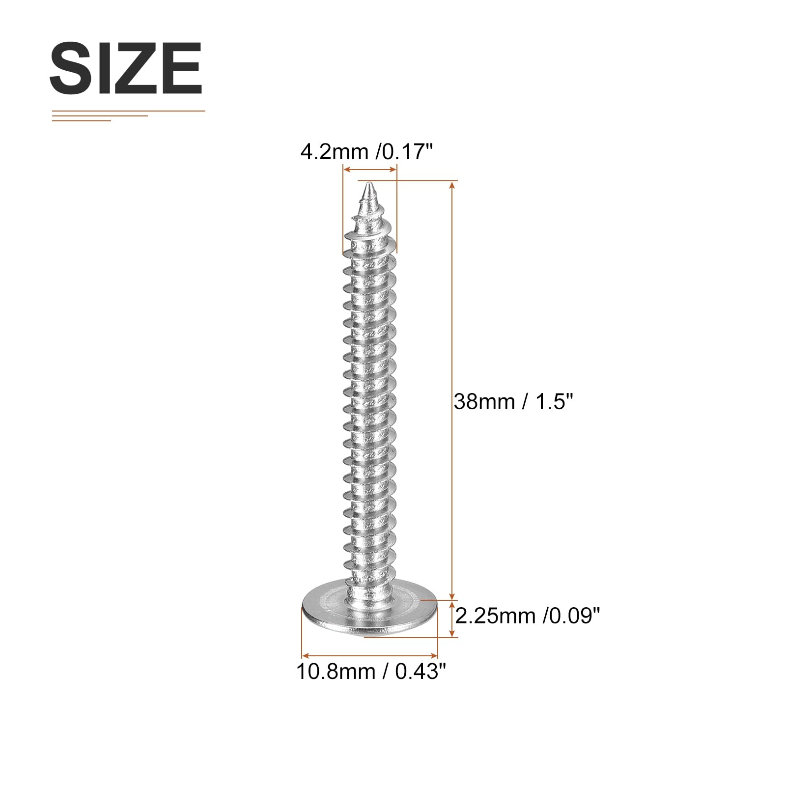 DTGN #8x1-1/2 Sheet Metal Screws, 100 Pack, for Wood Furniture - Image 2