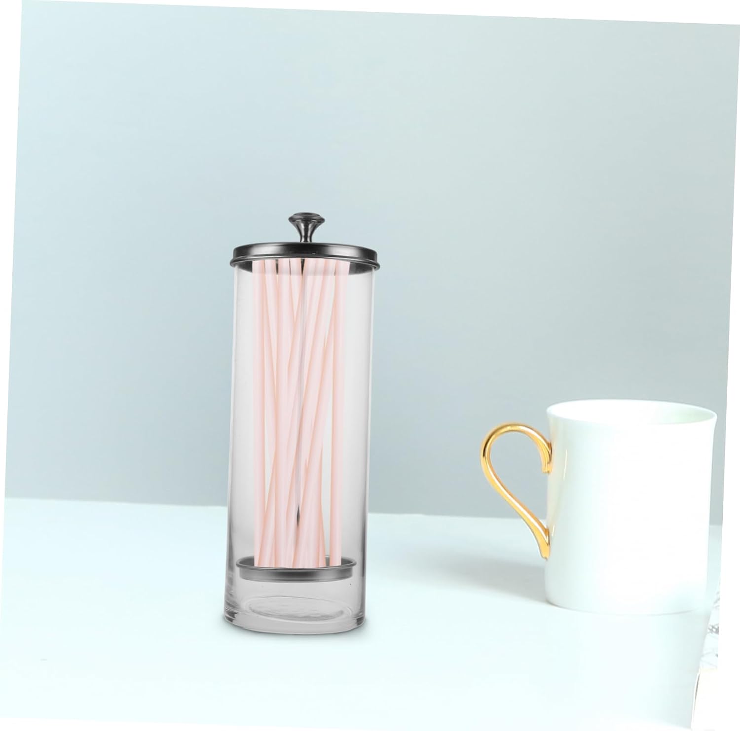 SHOWERORO Straw Dispenser for Straws Storage and Organizer for Kitchen Utensils Modern Design for Clean Desktop