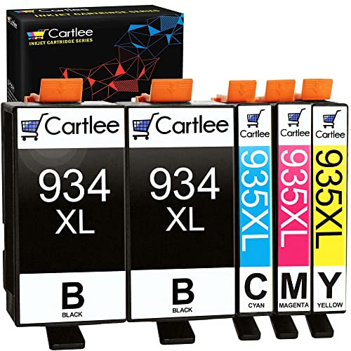 Cartlee 5 Pack Compatible Ink Cartridges Replacement for HP 934 and 935 934XL 935XL for OfficeJet Pro 6830 6230 6835 6800 6812 6820 6822 6825 Inkjet Printer Cartridge Combo (2 Black, 1 Each Color)