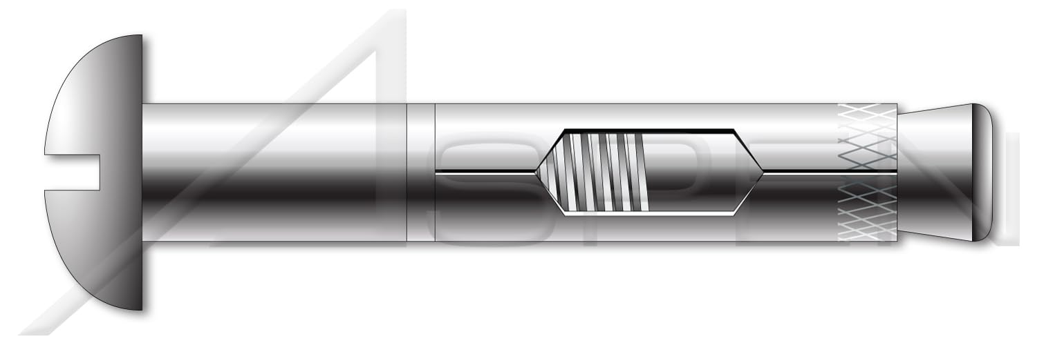 (100 pcs) 1/4" X 2", Sleeve Anchors, Round Head, Stainless Steel