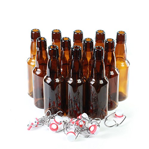 Miniatura 5 de Goldbearuk Botellas Con Tapón Mecánico - 12 Botellas Con Tapón Mecánico Para Cerveza De Cristal Marrón, Vidrio, 330ml