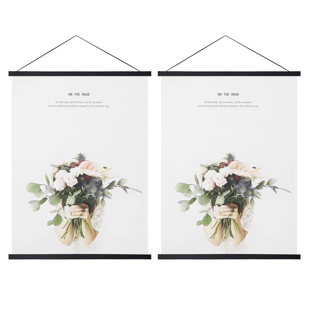 Miaowater 2 Pack Magnetic Poster Frame Hanger,18x24 18x12 18x28 Light Wood Wooden Magnet Frames Hangers for Photo Picture Art Canvas Print Artwork