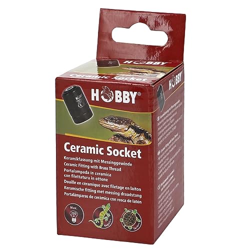 Hobby Terraristik Ceramic Socket I Portalámparas de cerámica con rosca de latón I Calidad certificada I Para todas las lámparas de terrario y focos con E27 I Para bombillas de hasta 200 W