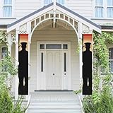 Installation sans effort : la tige de suspension pré-installée et la corde robuste permettent une installation rapide sur les porches, les murs ou les jardins. Aucun outil ou perçage nécessaire. Deux trous d'œillets en bas sécurisent la bannière avec des poids ou du ruban adhésif, assurant la stabilité même par temps venteux. Parfait pour les fêtes en intérieur et en extérieur