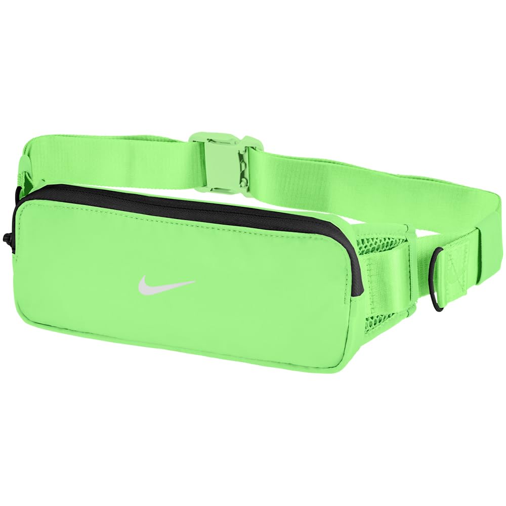 Nike Tempo Waistpack Laufgürtel Running Bauchtasche Jogging Gürtel für Smartphone Schlüssel Training Fitness, Illusion Green/Black/Silver, One Size