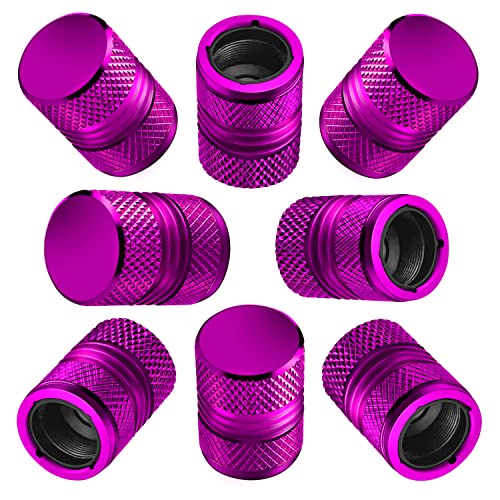 Image of Tire Valve Stem Caps for Car Tires Air Caps Cover 8 Pack Corrosion Resistant Premium Alloy Leak-Proof Universal for SUV Truck Motorcycle Bike Purple