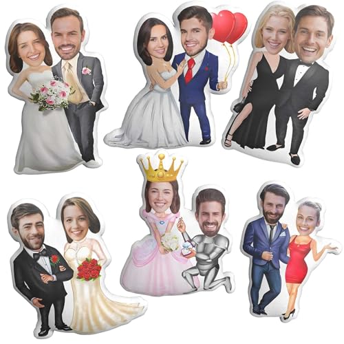 XGSiNuoBao Personalised Two-Person Face Pillow with Photo, Customised Double Sided Stuffed Pillow for Home Decor, Customable Funny Gifts for Valentines Day Boyfriend Girlfriend Couples Birthday