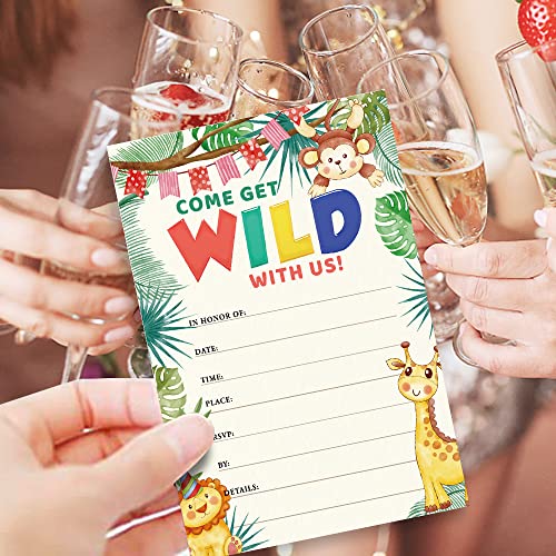 Haizct Jungle Animals Party Celebration Invitations With Envelopes (30 Count) For Birthday Party Bridal Showers Baby Showers Graduations Dinner Parties Soirees Bachelorette Parties #TOP5