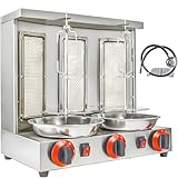 COAKUE Machine à shawarma à gaz Propane, Machine à döner Kebab, Gril Vertical, Machine à Gyros, rôtissoire à Viande avec 3 brûleurs pour la Maison, la Cuisine, Les Restaurants et Les fêtes
