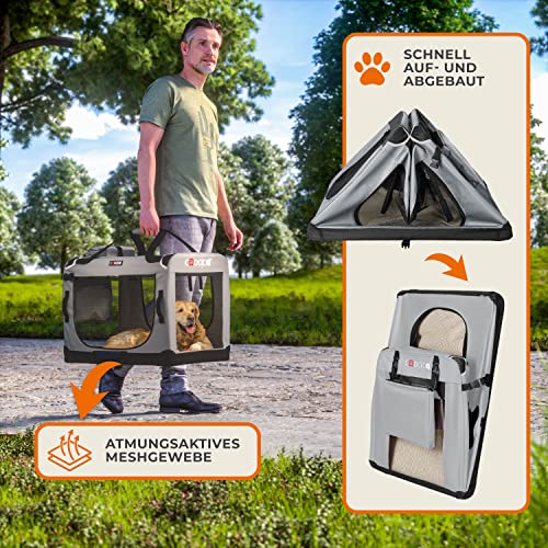 CADOCA® Hundebox XXXL 101x70x70cm faltbar atmungsaktiv robust Hundetransportbox Transporttasche Haustiertransportbox Hundetragetasche Grau