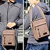 A-QMZL Mens Shoulder Bag Canvas Messenger Bags Travel Crossbody Bag Large Capacity Casual Handbag with Multiple Pockets for Working Shopping Hiking Daily Use (Brown) #2