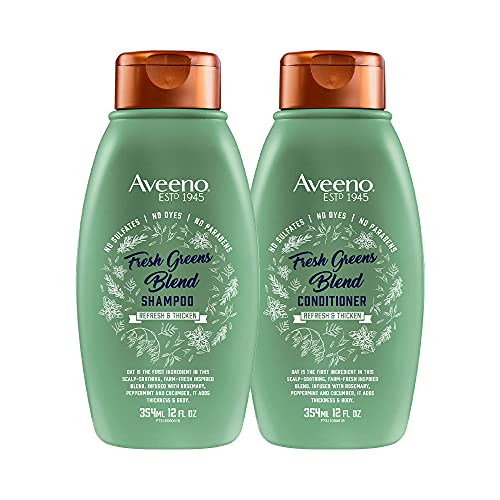 Aveeno Scalp Soothing Fresh Greens Blend Shampoo, rosemary,peppermint, 12 Fl Oz with Aveeno Scalp Soothing Fresh Greens Blend Conditioner, peppermint, 12 Fl Oz