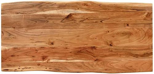 Miniatura 6 de Solid Acacia Wood Dining Table 43.3"x19.7"x29.9" Silver Metal Legs Rustic Farmhouse Kitchen Table Counter Height Narrow Design for Small Spaces