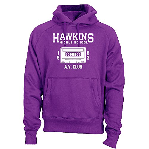 Hawkins Middle School AV Club Hoodie Sweatshirt (Purple, XL) Hawkins Middle School AV Club Hoodie Sweatshirt (Purple, XL)