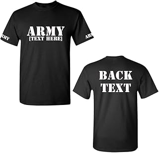 Custom Army T Shirts - Black US Military Tops - Add Your Own Text - Army Staff Tees