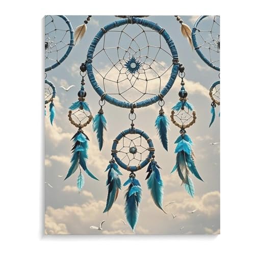 Décoration murale personnalisable avec cadre en coton lin motif attrape-rêves