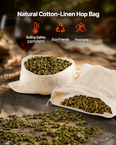 Image of VEVOR Brew Bags, 2 PCS Food Grade Nylon Material Grain Bag, 10 PCS Natural Cotton-Linen Hop Bag, Easy to Clean, Reusable & Ultra-Fine Mesh Home Brewing Bags, Only for Our Automatic Beer Brewer
