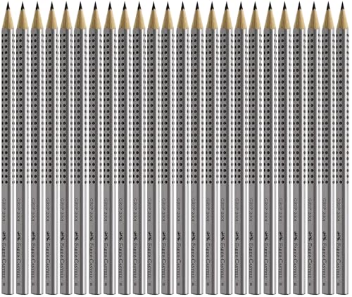 Faber-Castell 117697 - Bleistifte GRIP 2001, Schaftfarbe: silber, schwarz (B, 1 stück (24er Pack))