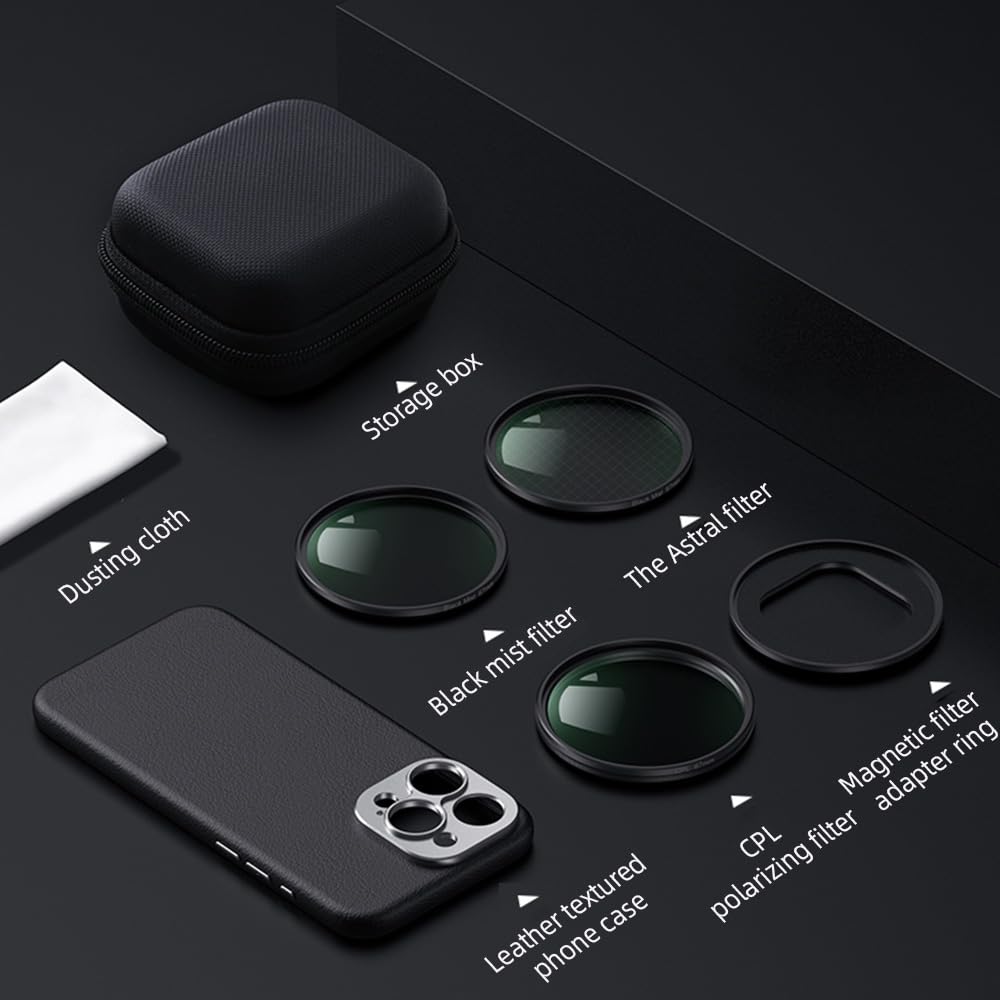 Andoer Kit de filtros para Lentes de teléfono de 67 mm Que Incluye Filtro CPL + Filtro Astral + Filtro de Niebla Negra + Anillo Adaptador magnético de 67 mm + Funda de Repuesto