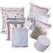 Laundry Bags - Set of 7 - Mesh Washing Drying Bag Durable Coarse Mesh: 1XL 1L 1M - Fine Mesh: 1L 2M - 1 Sandwich Bra Wash Bag - Super Quality for Blouse Stocking Lingerie Travel Organizer Bag