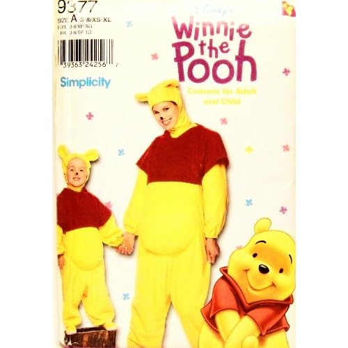 Simplicity 9377 Patrones de costura para disfraz de manualidades Winnie the Pooh