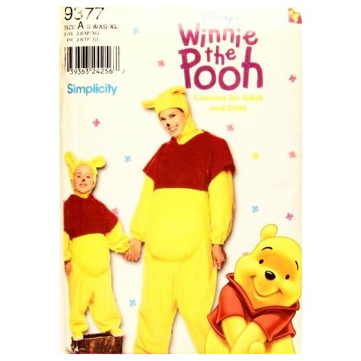 Simplicity 9377 Patrones de costura para disfraz de manualidades Winnie the Pooh