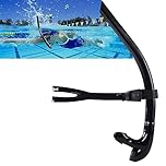Focevi Adult Black Swim Snorkel, Center Mount, Silicone Mouthpiece, One-Way Purge Valve