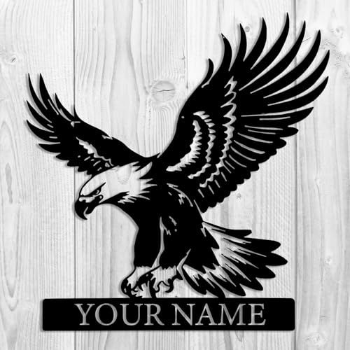 Personalized Custom Name Eagle Metal Wall Sign,Personalized Eagle Metal Wall Art,Eagle Custom Name Sign,Eagle Lover Gift (Style E)