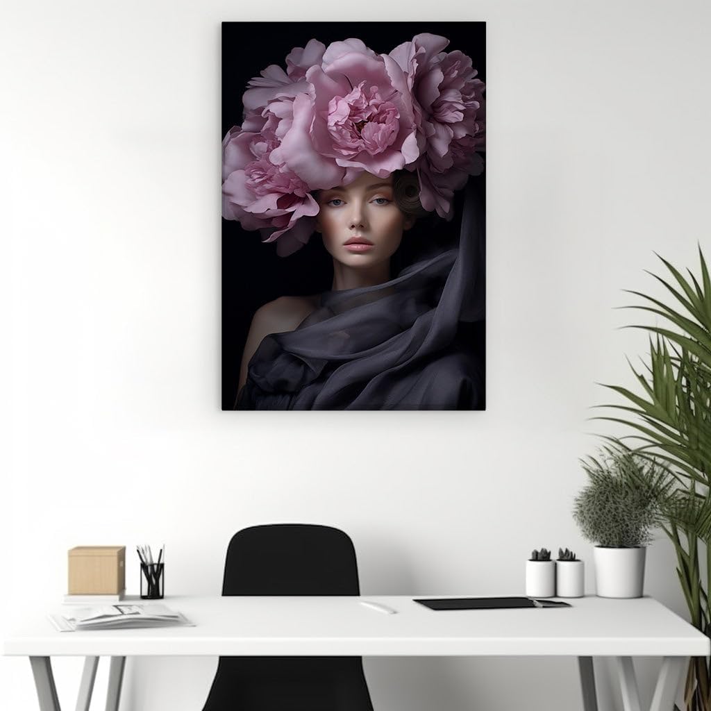 Canvas for Living room. Elegance in Bloom Captivating Eyes Amidst Dreamy Hues, 27 x 18 inch Canvas Wall Art - Contemporary Masterpieces - Inspirational Office Decor - 69x46 cm (27x18 inch)