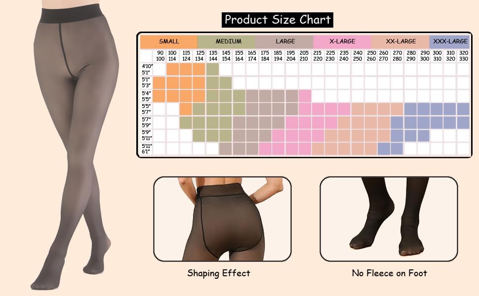 Ultra Comfy Faux Sheer Fleece Lined Thermal Tights, Fake Translucent Thick Warm Pantyhose - Image 5