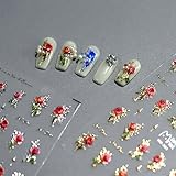 Dedyel Rose Nail Art Stickers 3D Floral Nail Decals Valentine Bridal Nail Art, Rose Design Self-Adhesive Nail Stickers for Women Girls DIY Nail Decoration