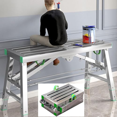 Plataforma de trabajo ajustable con capacidad de 400 kg, andamio plegable portátil para uso multiusos