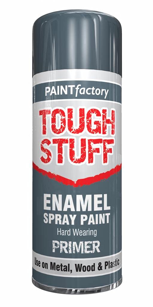 Classic Signature - 6 x Enamel Grey Primer Spray Paint 400ml Tough Stuff Hard Wearing Smooth Aerosol for Metal Wood and Plastic