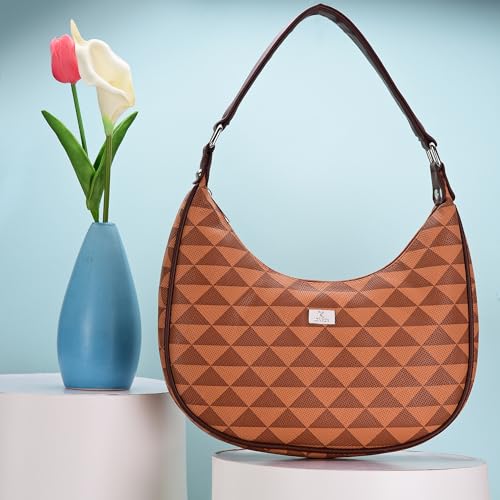 Image of K London Women's Vegan Leather Half Moon Bag | Stylish Black Shoulder Hobo | Compact Baguette Purse for Office, Casual, Party & Travel Use