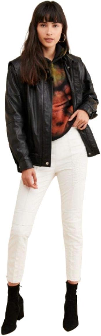 Free People Kaelin Moto Skinny Jeans - White Size 4