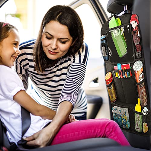 Image of 2Pcs Car Seat Organiser, Kick Mats Back Seat Protector with Touch Screen Tablet Holder, Car Backseat Organiser for Kids, Car Organiser Protector with 14 Storage Pockets